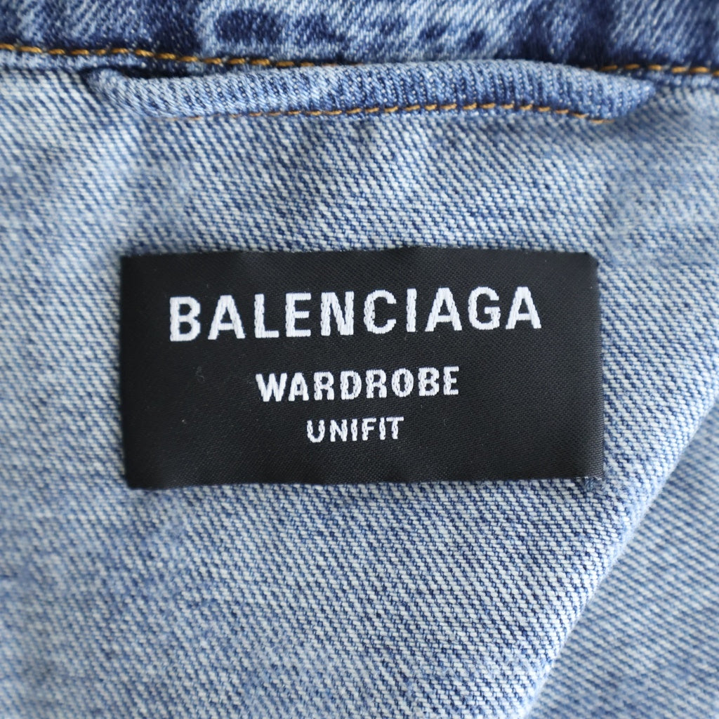 BALENCIAGA(バレンシアガ) 22AW BBロゴ総柄 ボタンアップ デニムジャケット インディゴ 675208 TMW38