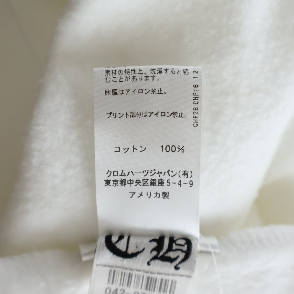 CHROME HEARTS(クロムハーツ) FLRL CROSS HOSESHOE PULLOVER HOODIE 袖フローラル バックホースシュー プルオーバースウェットパーカー ホワイト/ピンク