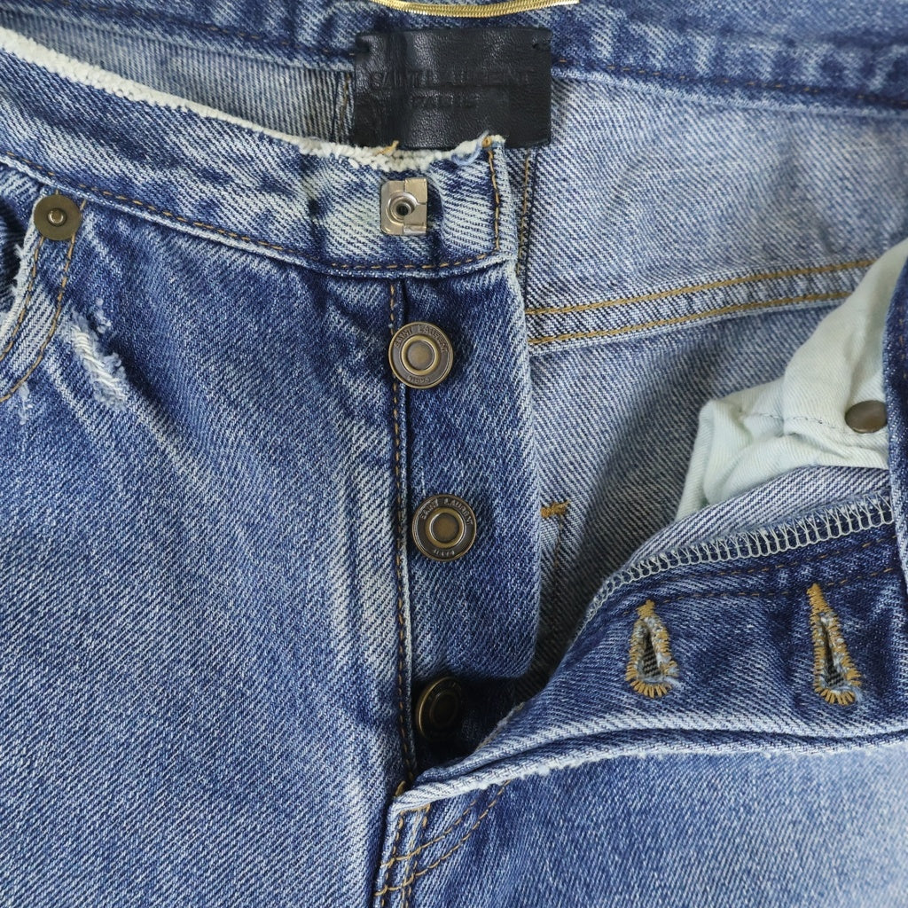 SAINT LAURENT PARIS(サンローランパリ) ウォッシュド加工 ボタンフライ スキニーデニムパンツ インディゴ 428023 Y373L レディース