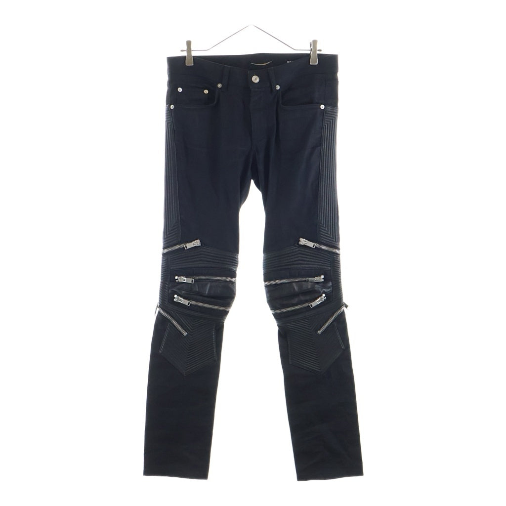 SAINT LAURENT PARIS(サンローランパリ) 15AWBIKER PANTS レザー切り替え バイカーパンツ ブラック 330285