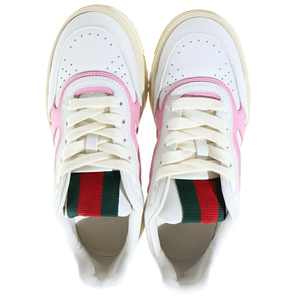 GUCCI(グッチ) RE-WEB リウェブ レザーローカットスニーカー レディース ホワイト/ピンク 785728