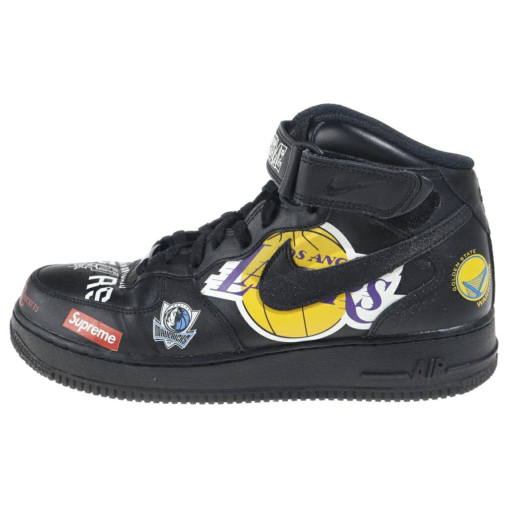 NIKE(ナイキ) ×SUPREME ×NBA AIR FORCE 1 MID シュプリーム エヌビーエー エアフォース1 07 レザーミッドカットスニーカー ブラック US9.5/27.5cm AQ8017-001