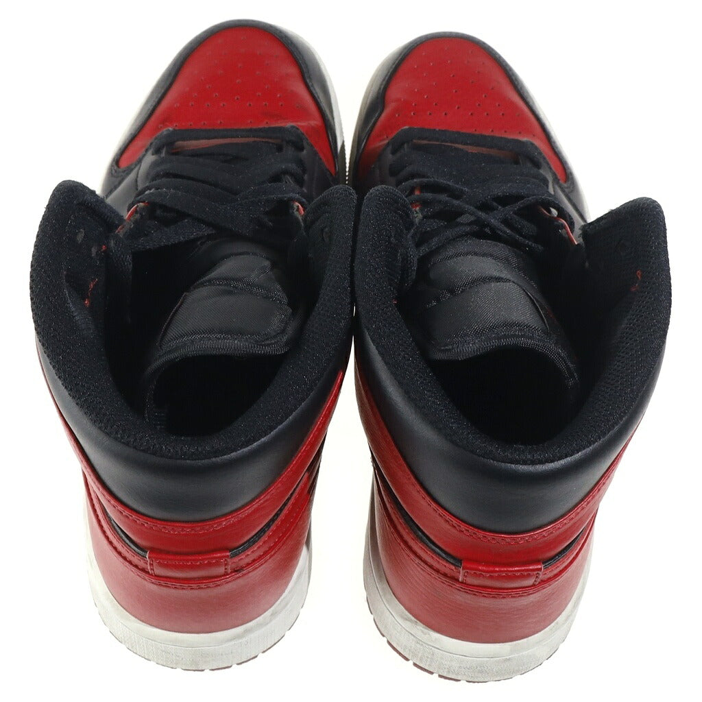 NIKE(ナイキ) AIR JORDAN 1 MID BREAD エアジョーダン1 ブレッド レザーミッドカットスニーカー ブラック/レッド US9.5/27.5cm 554724-074