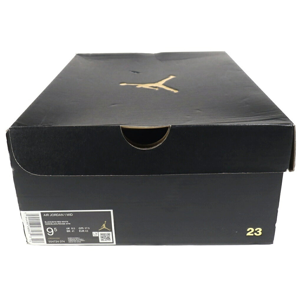 NIKE(ナイキ) AIR JORDAN 1 MID BREAD エアジョーダン1 ブレッド レザーミッドカットスニーカー ブラック/レッド US9.5/27.5cm 554724-074