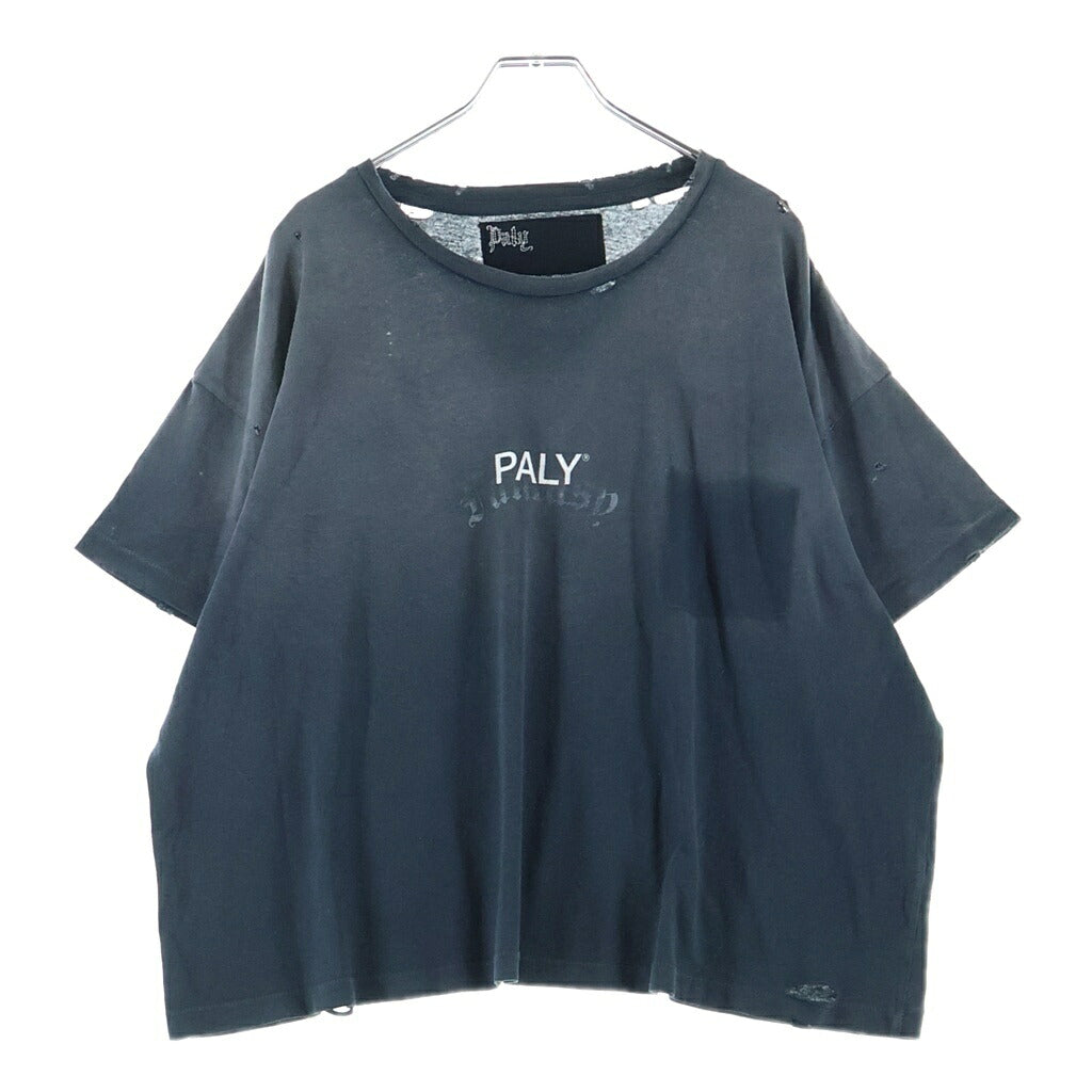 Paly Hollywood(パリーハリウッド) Core Logo Tee コアロゴTシャツ ロゴプリントダメージ加工クルーネック半袖Tシャツ ブラック