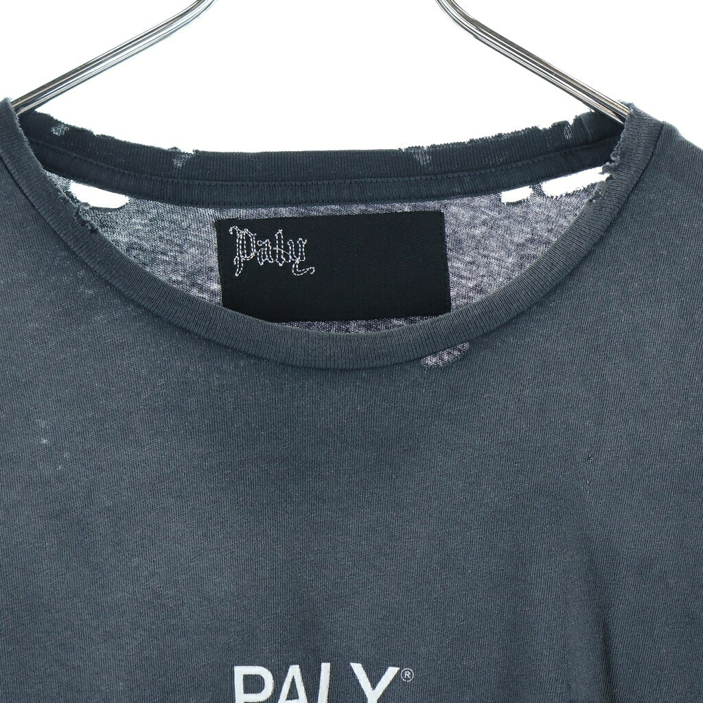 Paly Hollywood(パリーハリウッド) Core Logo Tee コアロゴTシャツ ロゴプリントダメージ加工クルーネック半袖Tシャツ ブラック