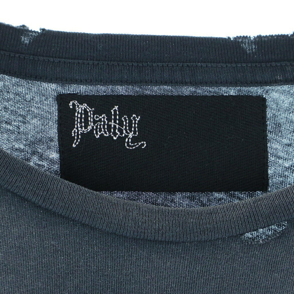 Paly Hollywood(パリーハリウッド) Core Logo Tee コアロゴTシャツ ロゴプリントダメージ加工クルーネック半袖Tシャツ ブラック