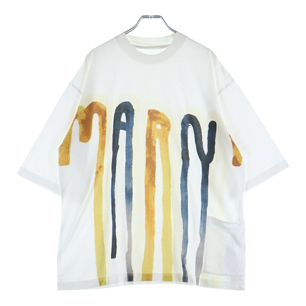 MARNI(マルニ) ペイントアートロゴ クルーネック半袖カットソーTシャツ ホワイト HUMU0229P1