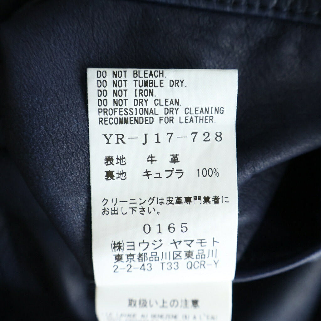 Y's(ワイズ) Indigo Mud Dyed Leather Jacket インディゴ マッド ダイド レザージャケット レディース ネイビー YR-J17-728