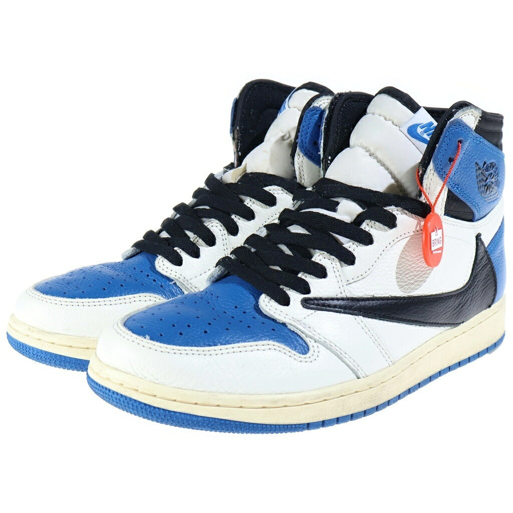 NIKE(ナイキ) ×TRAVIS SCOTT ×FRAGMENT DESIGN AIR JORDAN1 RETRO HIGH OG SP エアジョーダン1 ハイカットスニーカー US9.5/27.5cm ホワイト/ブラック DH3227-105