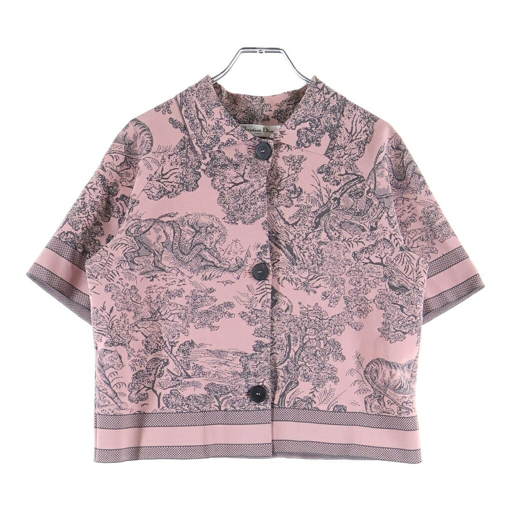 Christian Dior(クリスチャンディオール) 23SS DIORVIERA ディオールヴィエラ アートデザイン総柄 ボタンアップ半袖シャツ ピンク レディース 344V13AM510