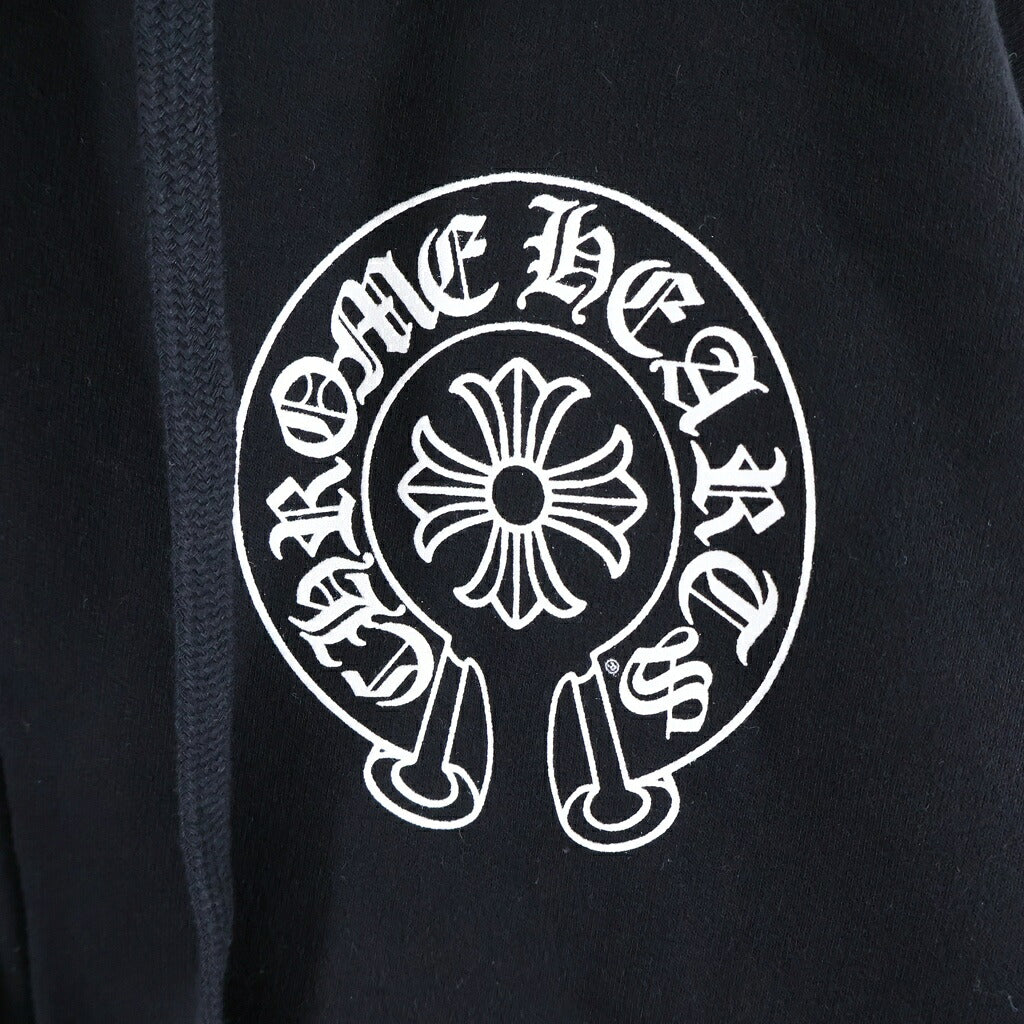 CHROME HEARTS(クロムハーツ) THRML HD ZIP 裏地サーマル 袖フローラル バックホースシュー ジップパーカー ブラック