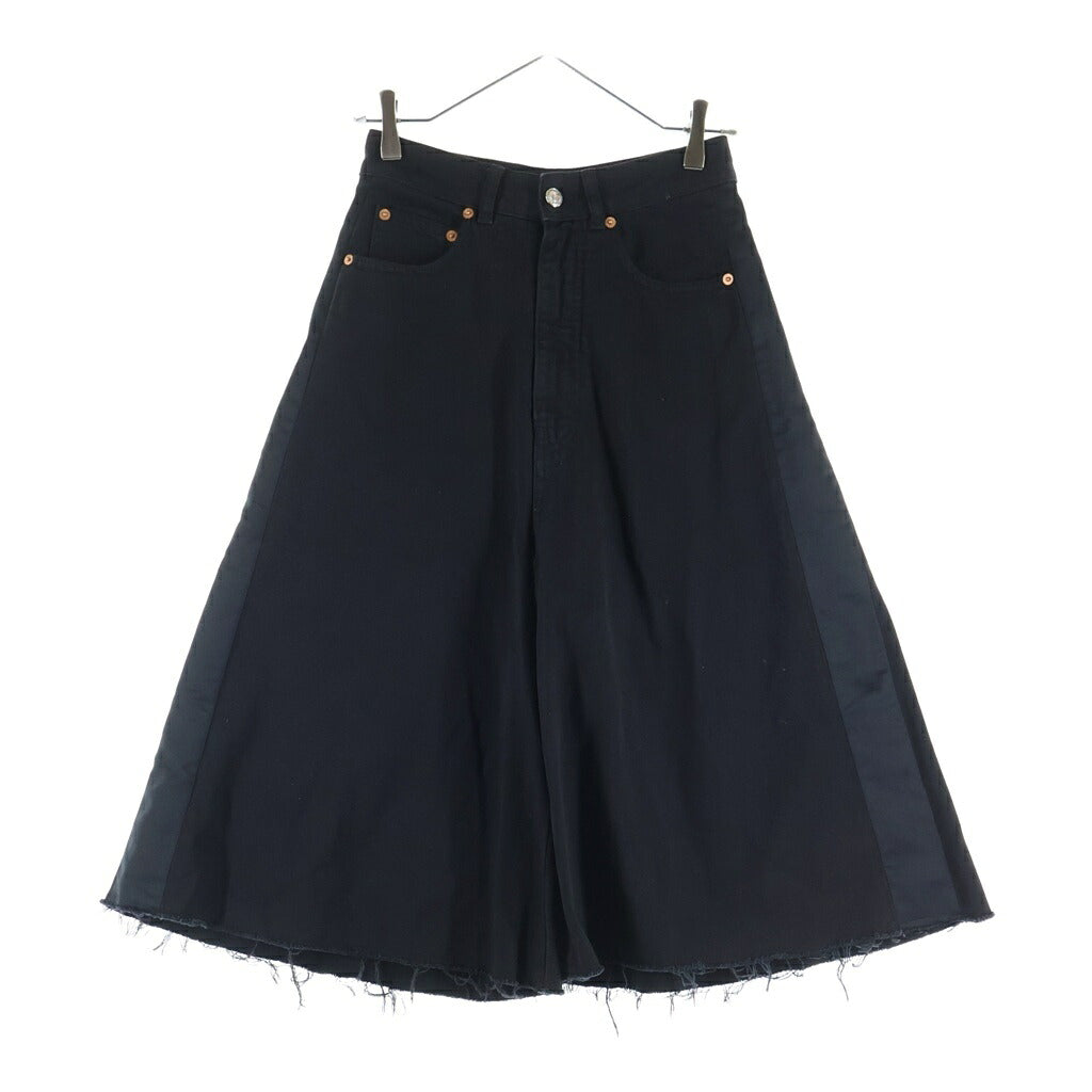 MM6 Maison Margiela(エムエムシックスメゾンマルジェラ) サイドライン ジップフライ ワイドデニムハーフパンツ ブラック S62MU0027