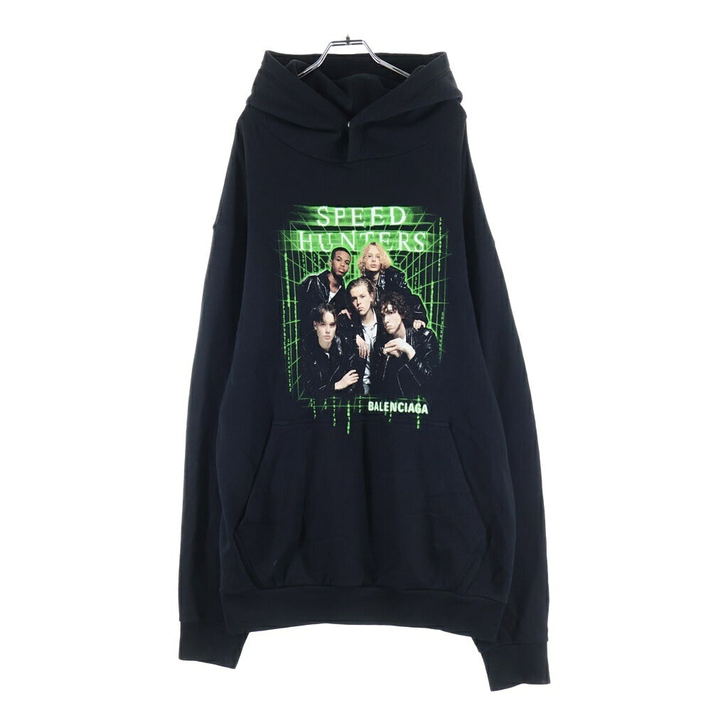 BALENCIAGA(バレンシアガ) Speedhunters Print Pullover Hoodie スピードハンターズ プルオーバー パーカー ブラック/グリーン 559523 TDV38