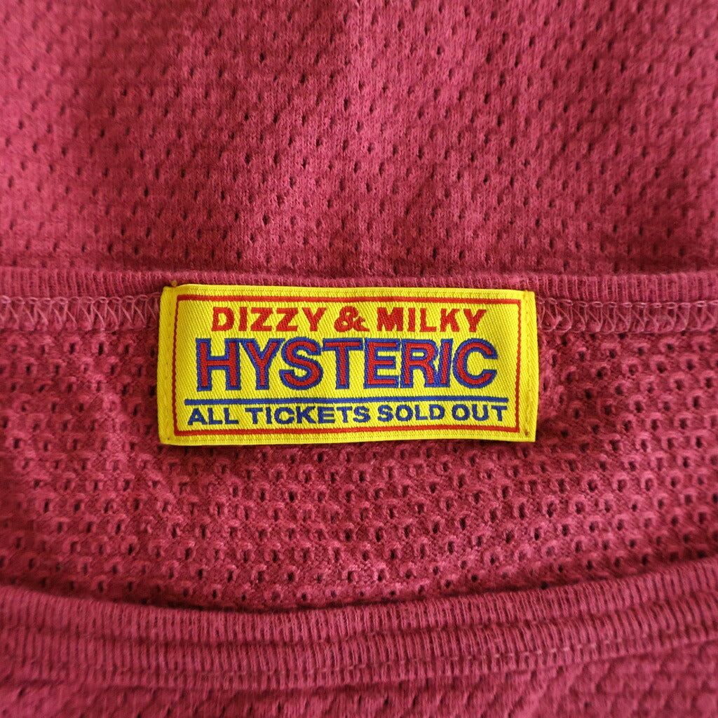 HYSTERIC GLAMOUR(ヒステリックグラマー) フロントヒスガールプリント クルーネック長袖カットソーTシャツ レッド レディース 01251CL04
