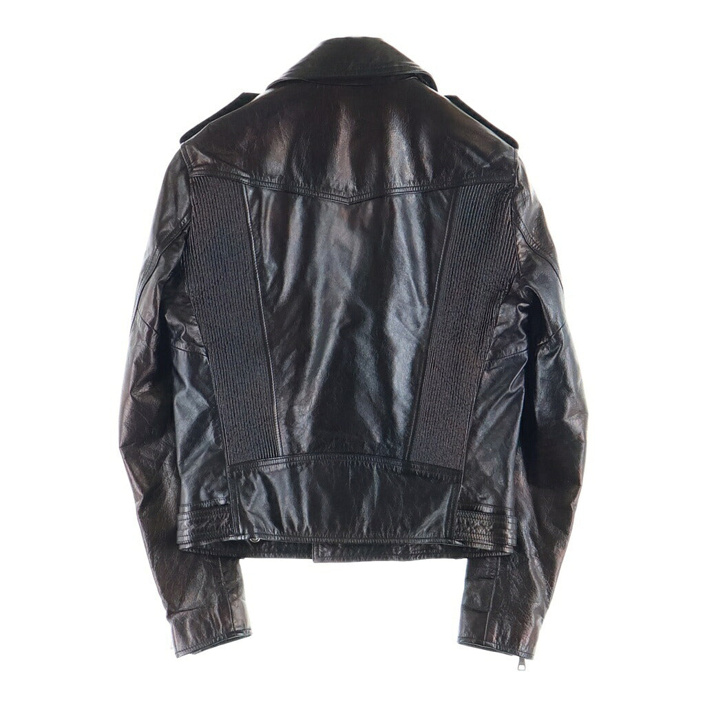 BALMAIN(バルマン) DOUBLE RIDER JACKET メタリック加工 ジップアップダブルライダースジャケット ブラック RH18257L015
