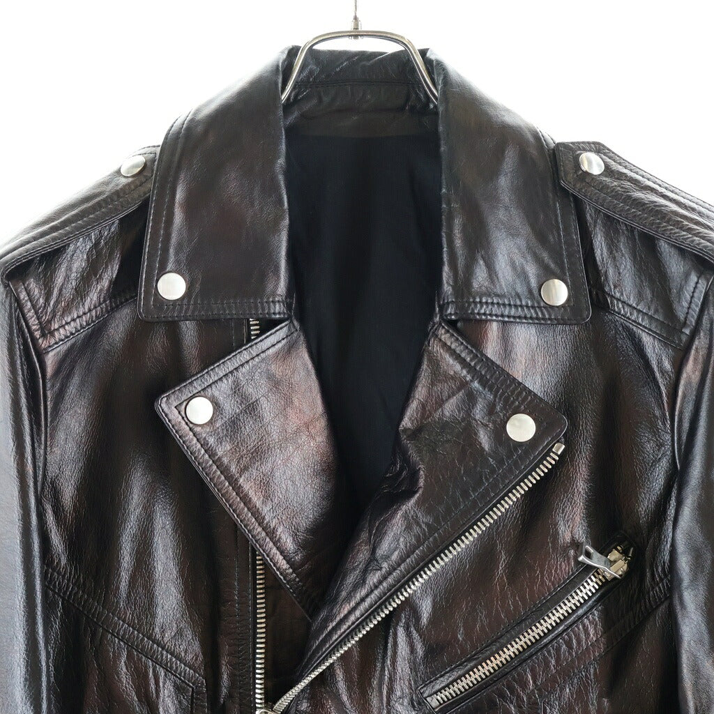 BALMAIN(バルマン) DOUBLE RIDER JACKET メタリック加工 ジップアップダブルライダースジャケット ブラック RH18257L015
