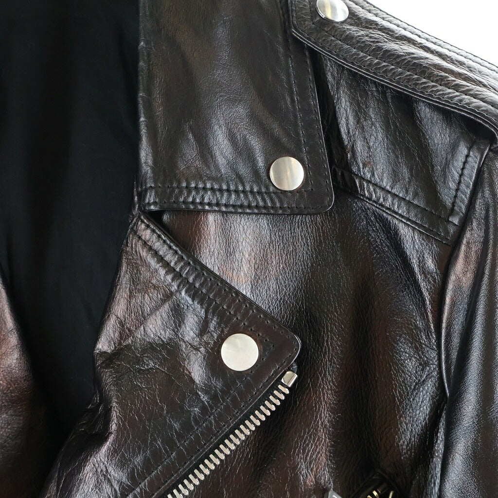 BALMAIN(バルマン) DOUBLE RIDER JACKET メタリック加工 ジップアップダブルライダースジャケット ブラック RH18257L015