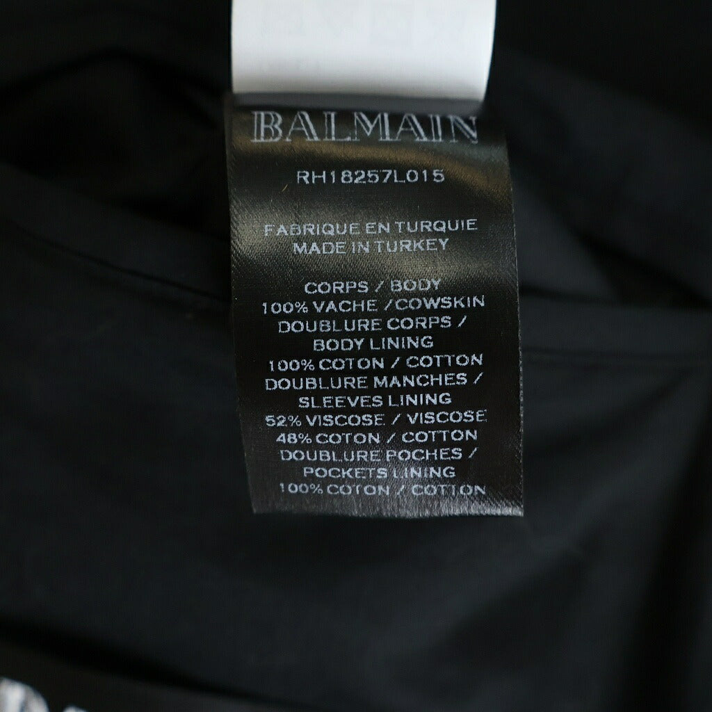 BALMAIN(バルマン) DOUBLE RIDER JACKET メタリック加工 ジップアップダブルライダースジャケット ブラック RH18257L015