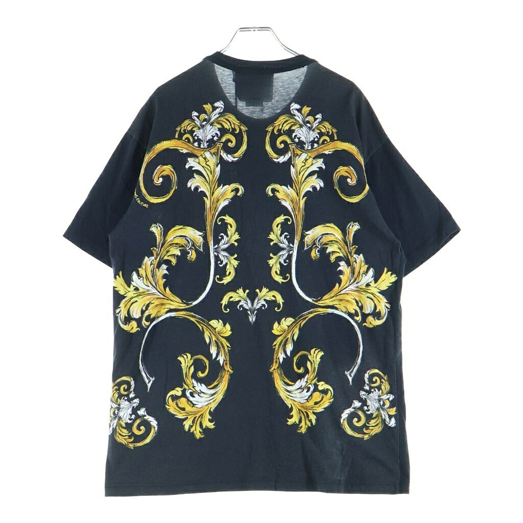 VERSACE JEANS COUTURE(ヴェルサーチジーンズクチュール) 両面プリント クルーネックTシャツ カットソー ブラック 78GAH6RB