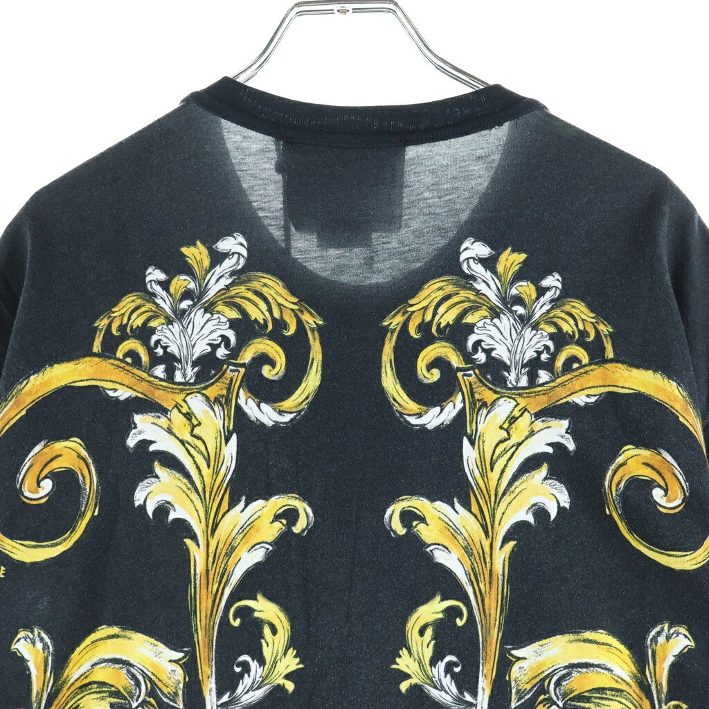 VERSACE JEANS COUTURE(ヴェルサーチジーンズクチュール) 両面プリント クルーネックTシャツ カットソー ブラック 78GAH6RB