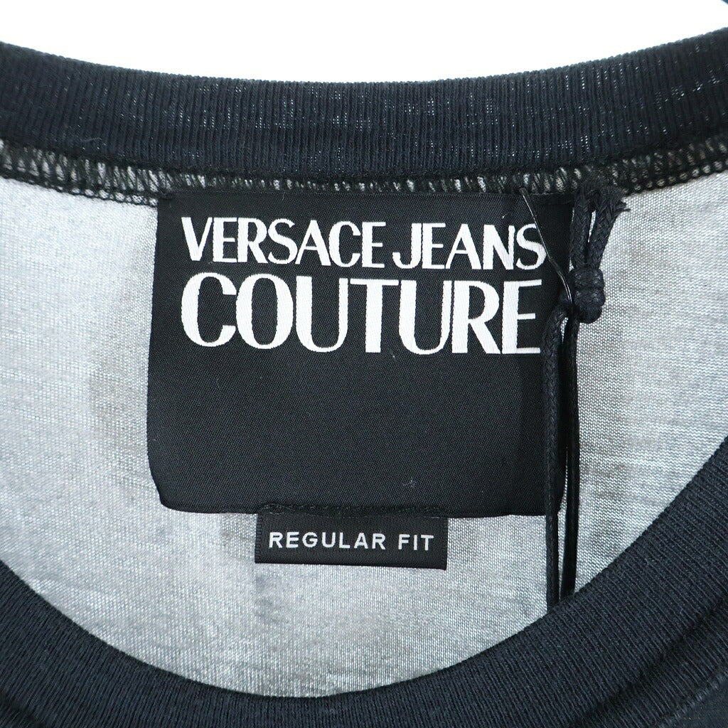 VERSACE JEANS COUTURE(ヴェルサーチジーンズクチュール) 両面プリント クルーネックTシャツ カットソー ブラック 78GAH6RB