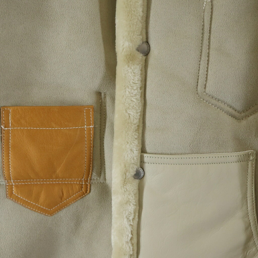 JUNYA WATANABE COMME des GARCONS(ジュンヤワタナベ コムデギャルソン) 25AW エステルボアムートンレザージャケット アイボリー WP-J025