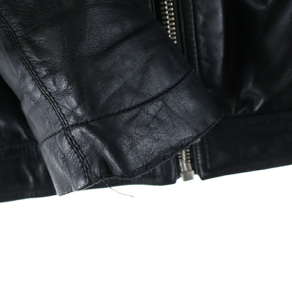 Rick Owens(リックオウエンス) 14SS VICIOUS期 ラムレザーノーカラーシングルライダースジャケット ブラック RU14S1767-LGI