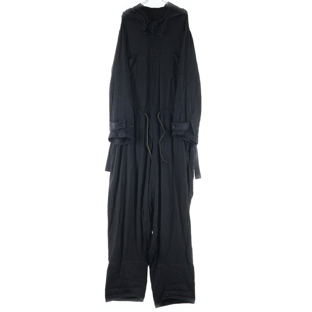Yohji Yamamoto(ヨウジヤマモト) 23SS hooded zip-up jumpsuit ジャンプスーツ フード付きオールインワン ブラック HZ-D01-202