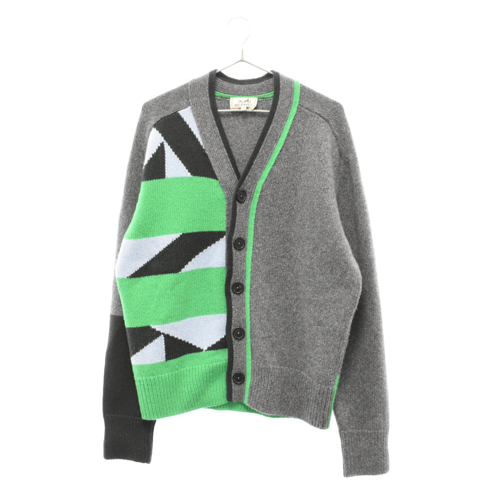HERMES(エルメス) 22AW RAYURES TANGRAM レイユースタング Vネック カシミア ニットカーディガン マルチ