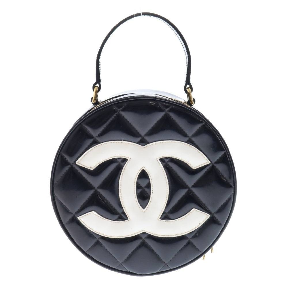 CHANEL(シャネル) ココマーク パテントレザー ラウンドバニティ ハンドバッグ ブラック