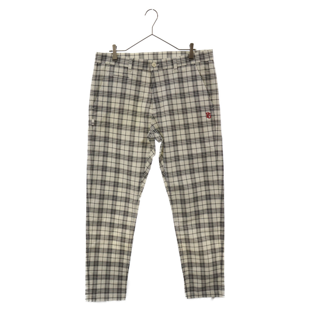 PEARLY GATES(パーリーゲイツ) Straight Pants チェック柄 ロゴ刺繍 ストレートパンツ 053-8231951 ホワイト/ブラック