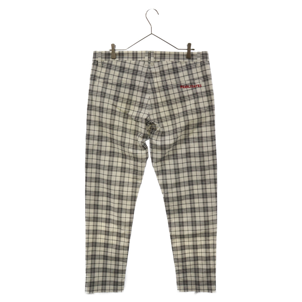 PEARLY GATES(パーリーゲイツ) Straight Pants チェック柄 ロゴ刺繍 ストレートパンツ 053-8231951 ホワイト/ブラック