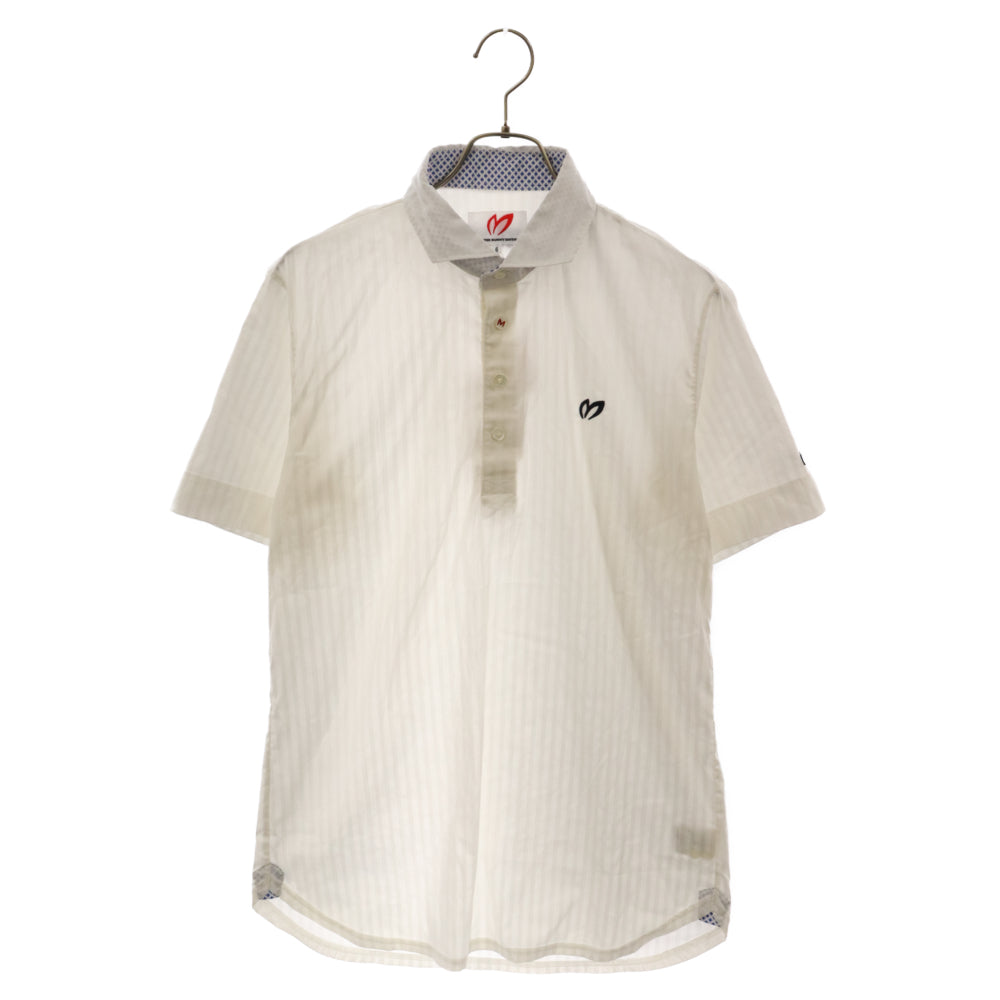 MASTER BUNNY(マスターバニー) Stripe Polo shirt ストライプ柄 ロゴ刺繍 半袖ポロシャツ カットソー 158‐8160509 ホワイト