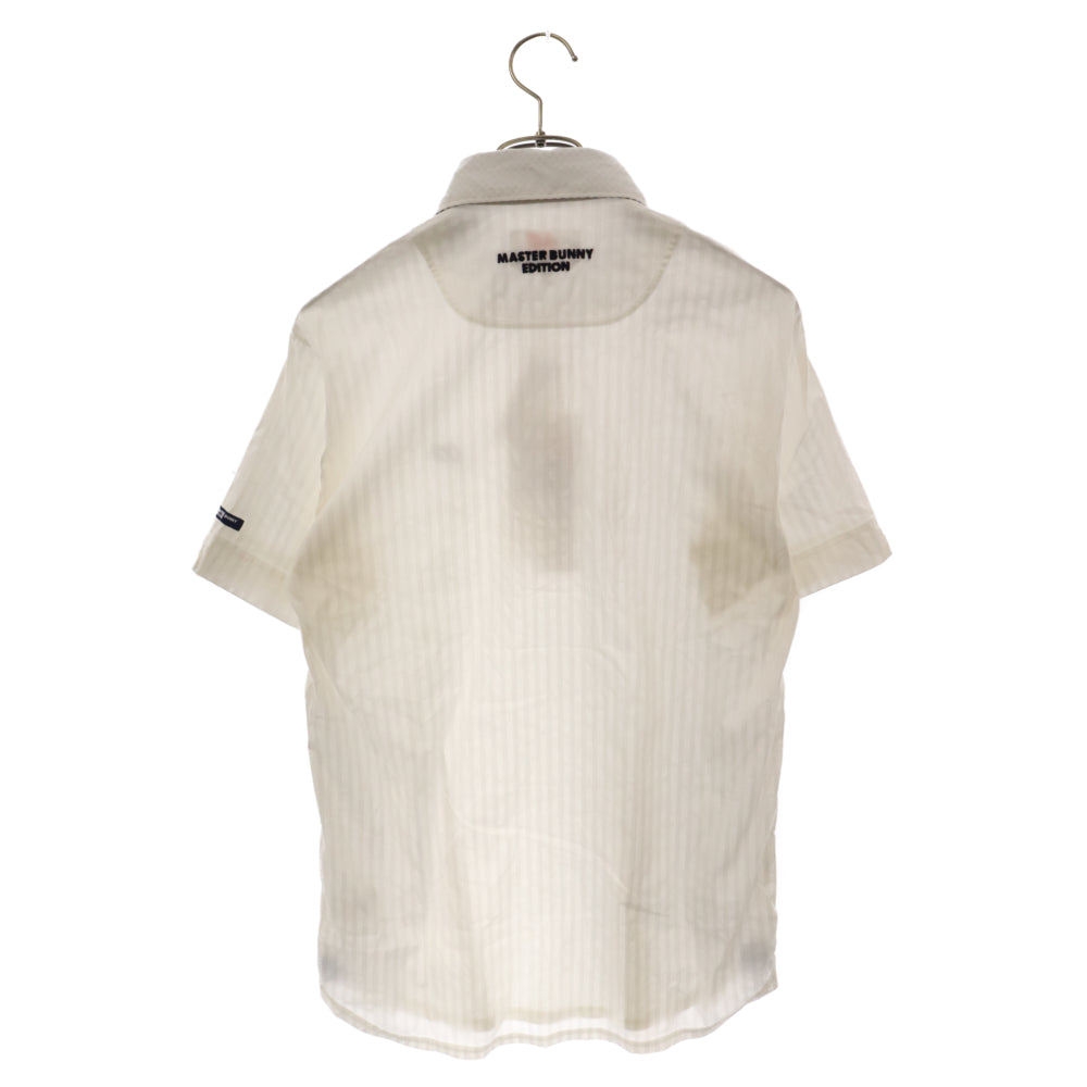 MASTER BUNNY(マスターバニー) Stripe Polo shirt ストライプ柄 ロゴ刺繍 半袖ポロシャツ カットソー 158‐8160509 ホワイト