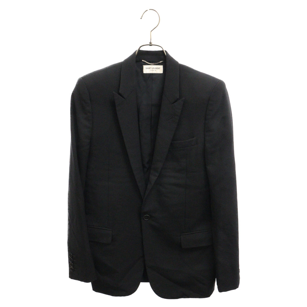 SAINT LAURENT PARIS(サンローランパリ) 14AW エディ期 裏地シルク ピークトラペル 1B テーラード ジャケット 343250 YM39M ブラック