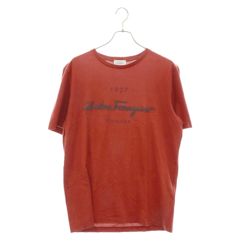 Salvatore Ferragamo(サルヴァトーレ フェラガモ) 1927 フロントロゴプリント クルーネック半袖Tシャツ レッド