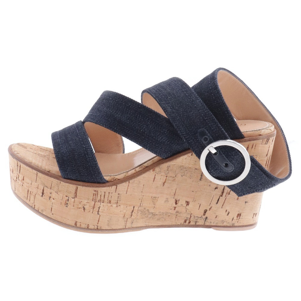 GIANNI CHIARINI(ジャンニ キアリーニ) ウェッジソール デニムベルト サンダル レディース G30524 ベージュ