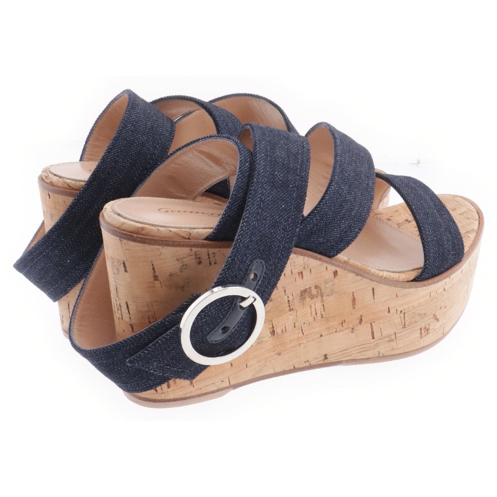 GIANNI CHIARINI(ジャンニ キアリーニ) ウェッジソール デニムベルト サンダル レディース G30524 ベージュ