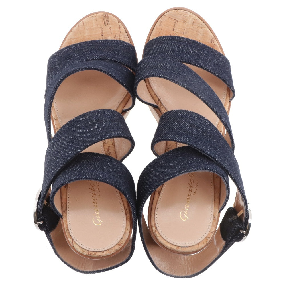 GIANNI CHIARINI(ジャンニ キアリーニ) ウェッジソール デニムベルト サンダル レディース G30524 ベージュ