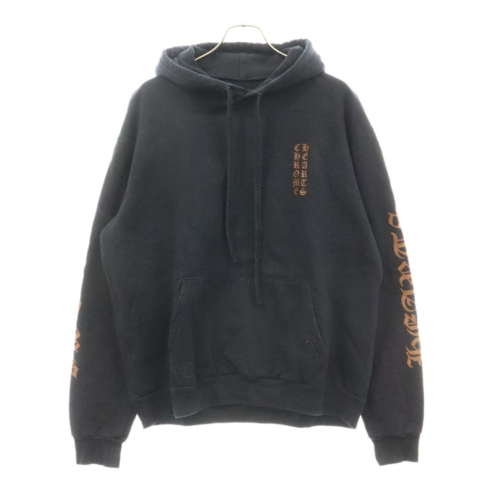 CHROME HEARTS(クロムハーツ) SWTSHRT PLVR バーティカルロゴ 袖プリントプルオーバースウェットパーカー ブラック/ブラウン