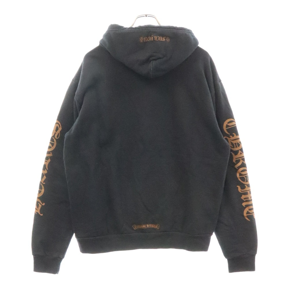 CHROME HEARTS(クロムハーツ) SWTSHRT PLVR バーティカルロゴ 袖プリントプルオーバースウェットパーカー ブラック/ブラウン