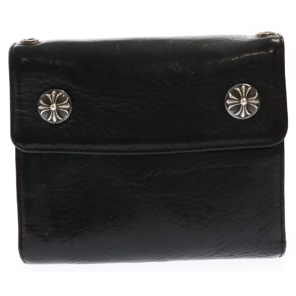 CHROME HEARTS(クロムハーツ) Big Spoon Wallet ビッグスプーンレザーウォレット 2つ折り 革財布 ブラック