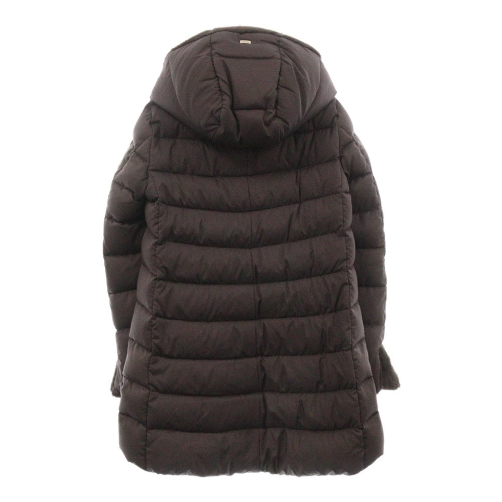 HERNO(ヘルノ) ミドル エコファー ロングコート ダウンジャケット エンジ PI001759D-12414-8993 レディース