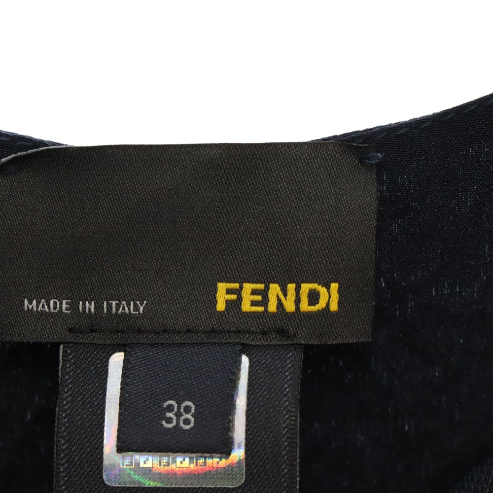 FENDI(フェンディ) レーヨン レイヤード ノースリーブワンピース ネイビー レディース