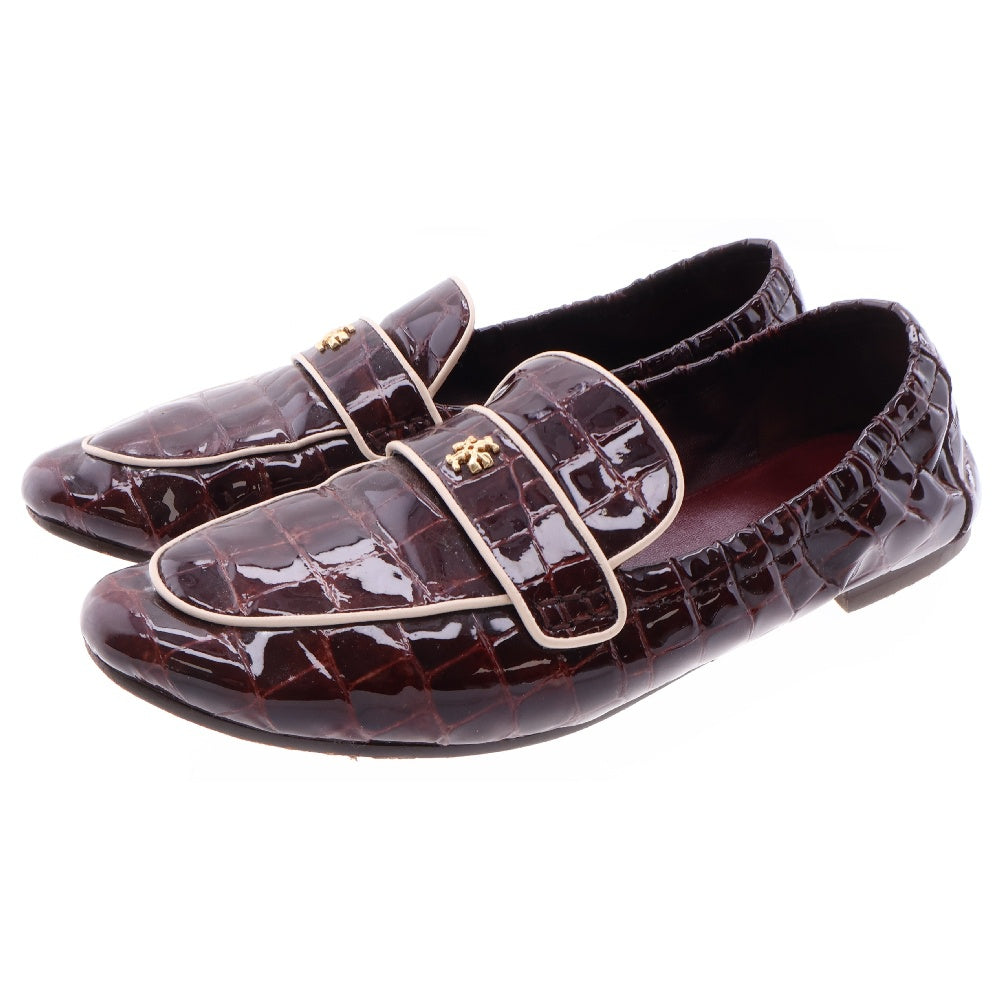 TORY BURCH(トリー バーチ) バレエローファー アイコンメタル パテントレザーローファー ブラウン