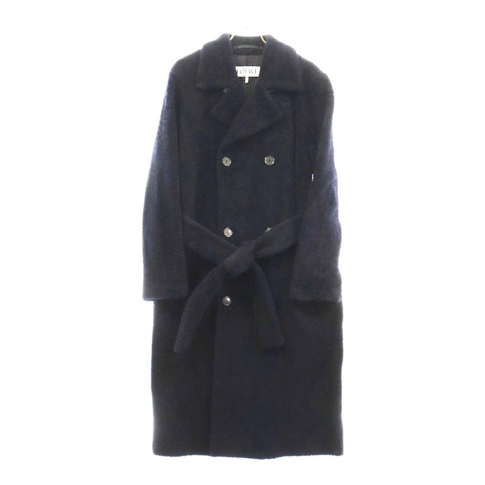 LOEWE(ロエベ) 裏地レザー ムートンコート ネイビー/ブラック H526Y18L55