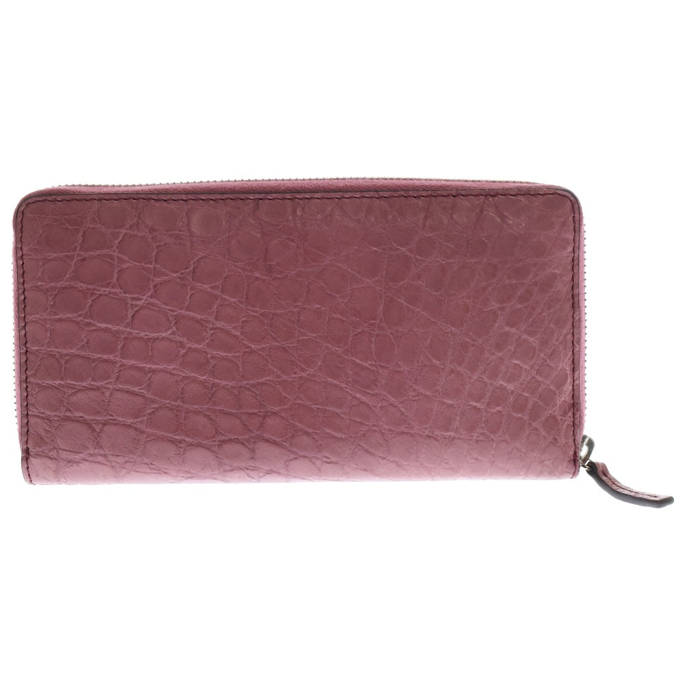 GUCCI(グッチ) クロコダイル ジップウォレット 長財布 ピンク