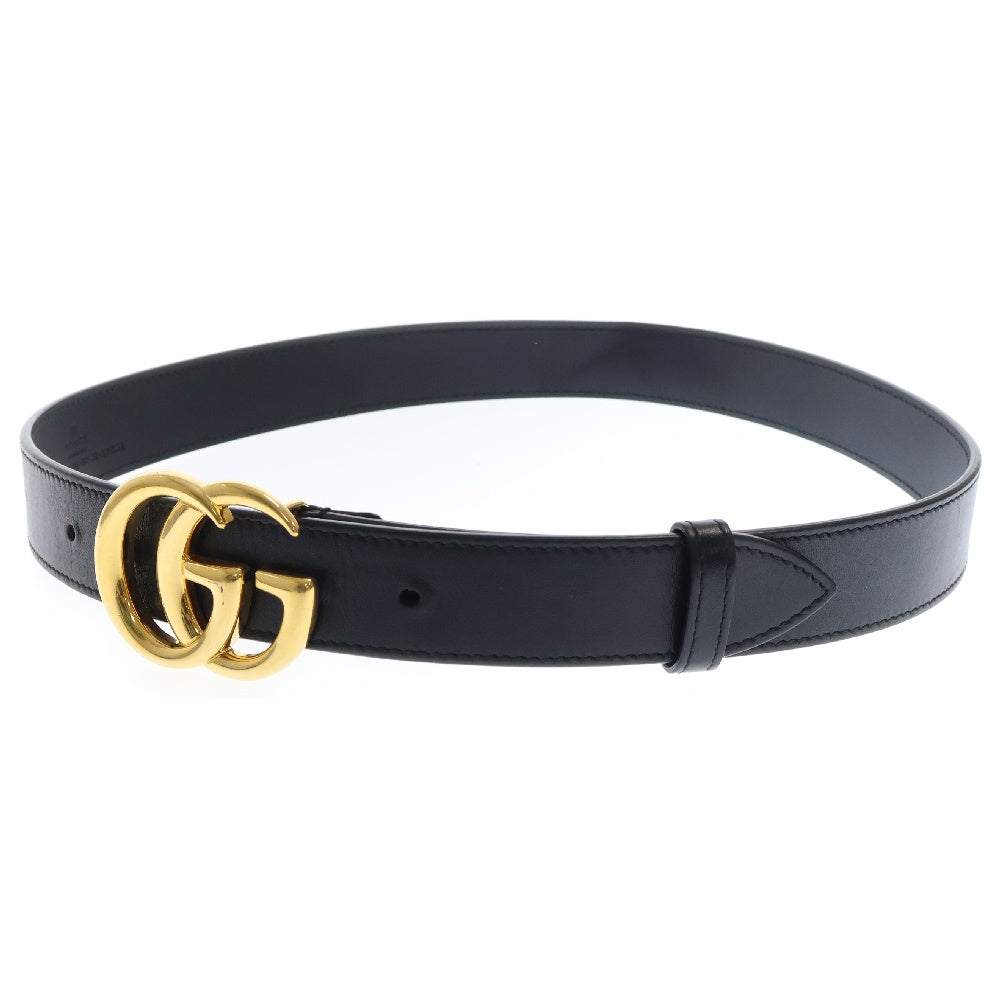 GUCCI(グッチ) Double G Buckle Textured Leather Belt ダブルGバックルレザーベルト ブラック/ゴールド