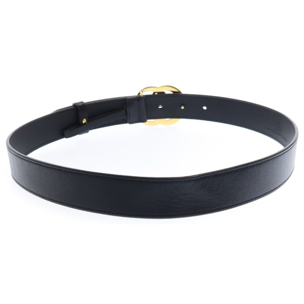 GUCCI(グッチ) Double G Buckle Textured Leather Belt ダブルGバックルレザーベルト ブラック/ゴールド